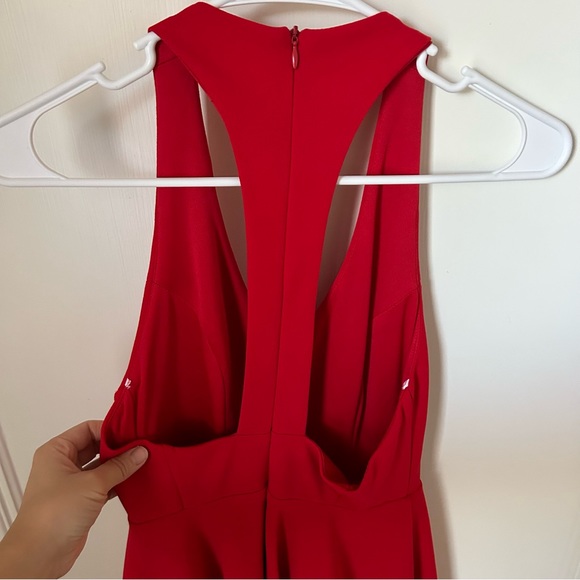 Lulus Cherry Red Mini Skater Dress Extra Small XS V-Neck Racerback - Picture 7 of 11